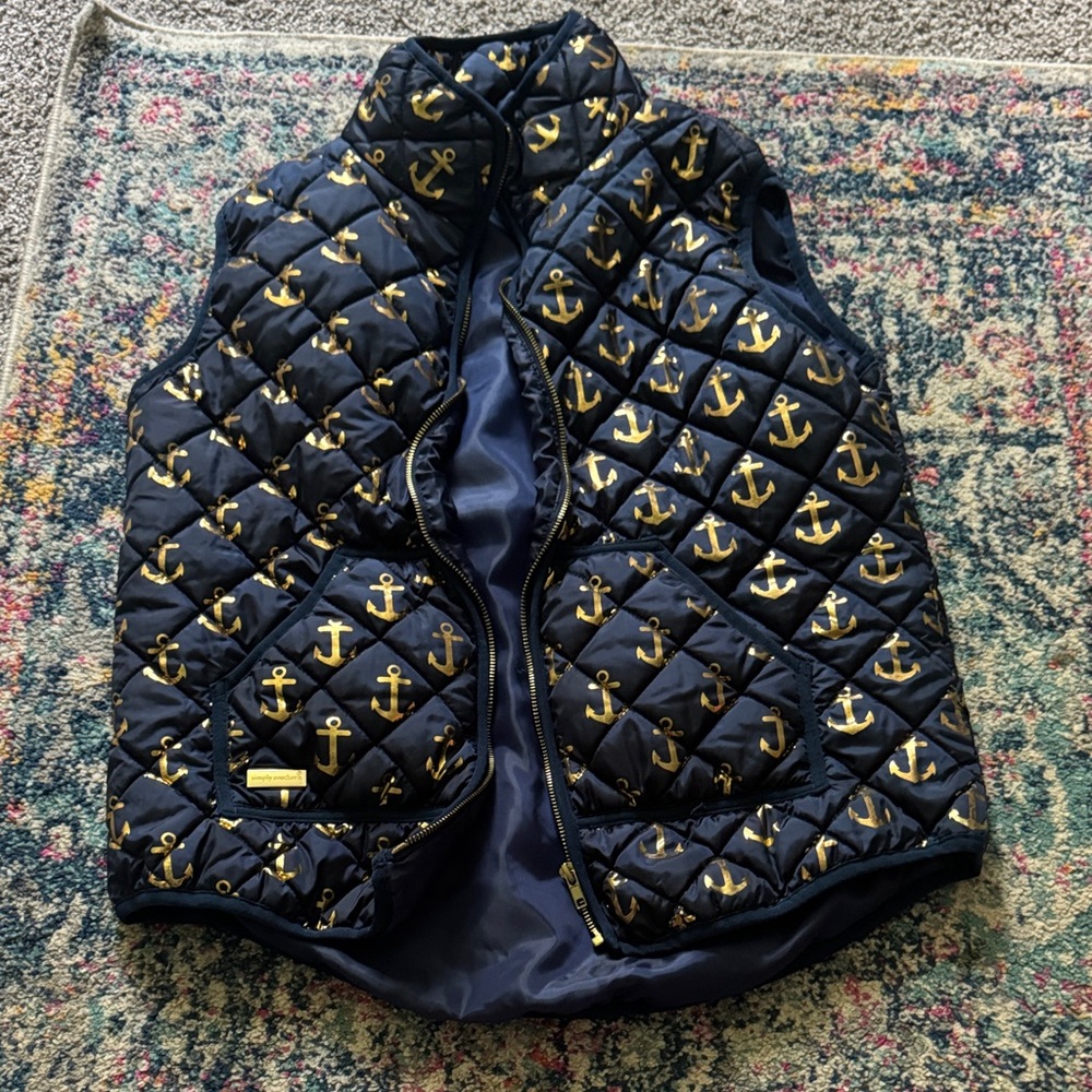 Simply Southern Navy Vest with Gold Accents